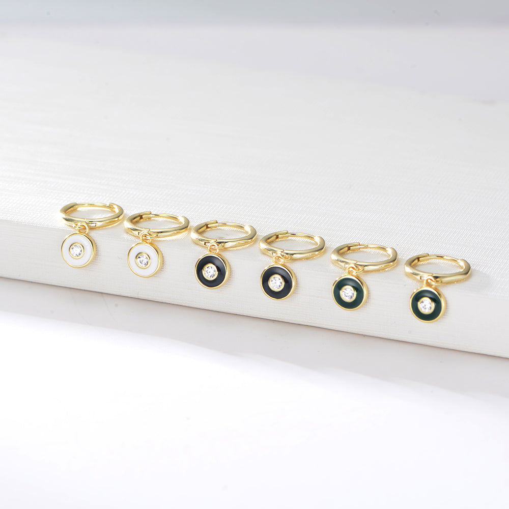 Fashion Charming Zircon Round Enamel Earrings