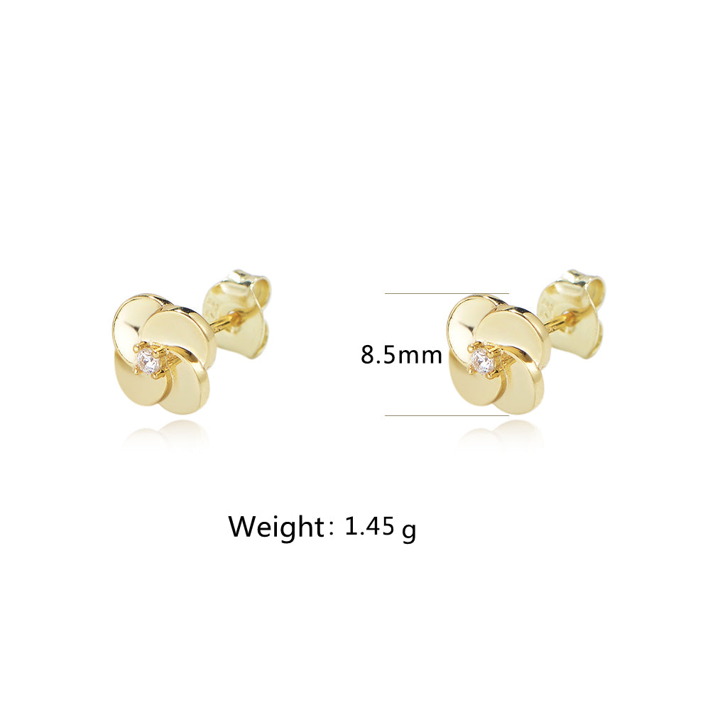 925 Sterling Silver Center Zircon Windmill Stud Earrings