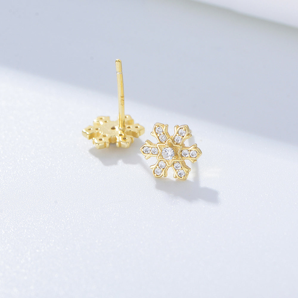Jewelry Fashion Pave Diamond CZ Snowflake Stud Earrings