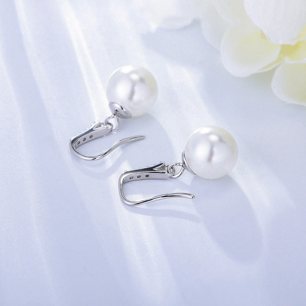 Ins Trendy Classic Drop Earrings Simple Zircon Pearl Hook Earrings