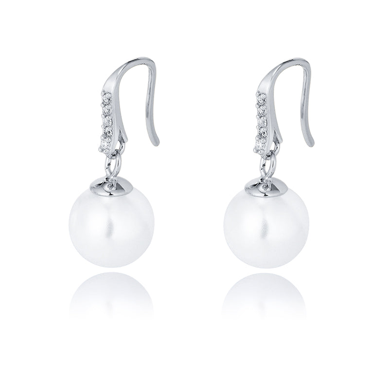 Ins Trendy Classic Drop Earrings Simple Zircon Pearl Hook Earrings