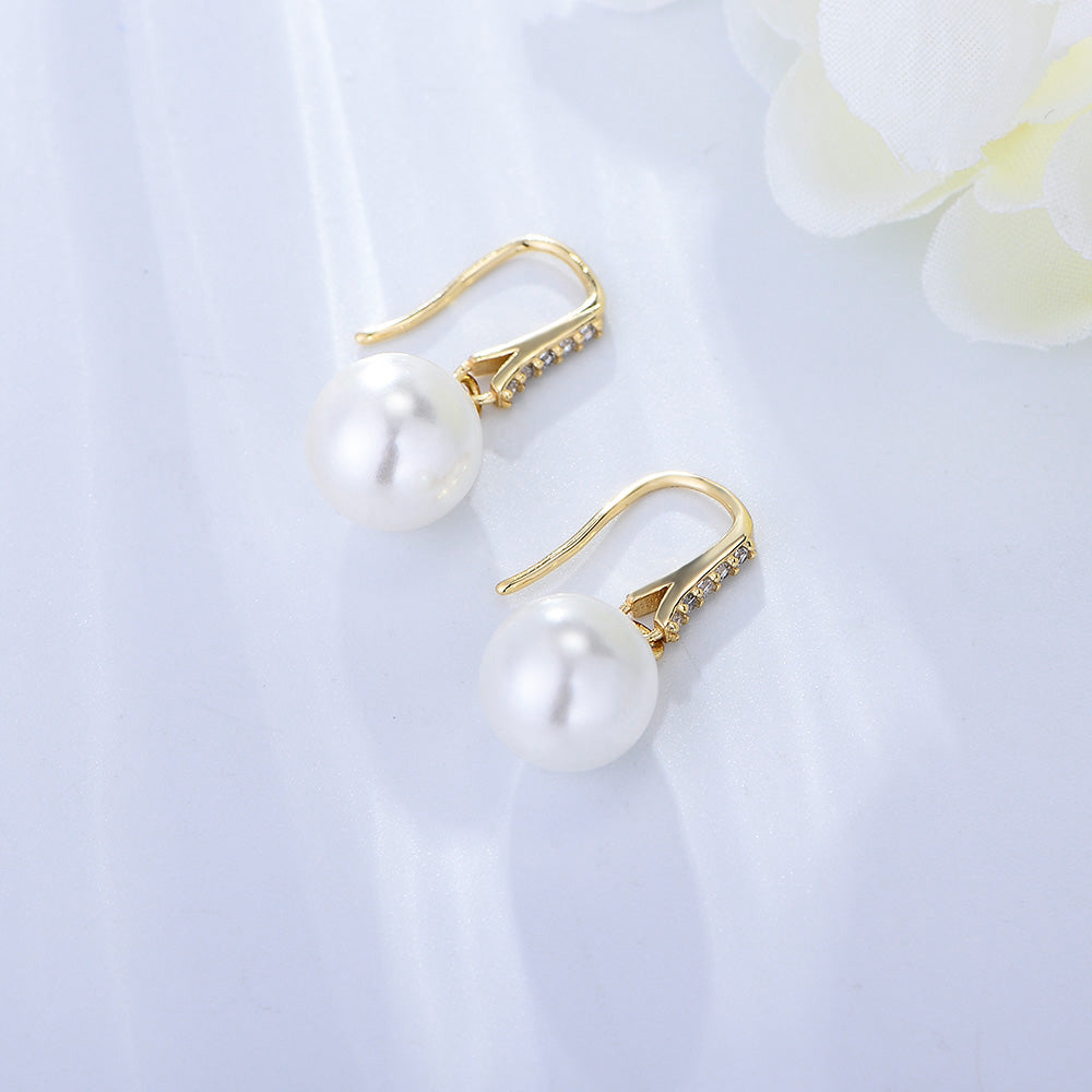 Ins Trendy Classic Drop Earrings Simple Zircon Pearl Hook Earrings