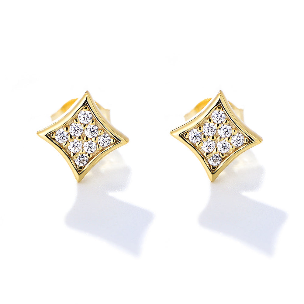 New Popular Diamond Star Pave Zircon 925 Silver Stud Earring