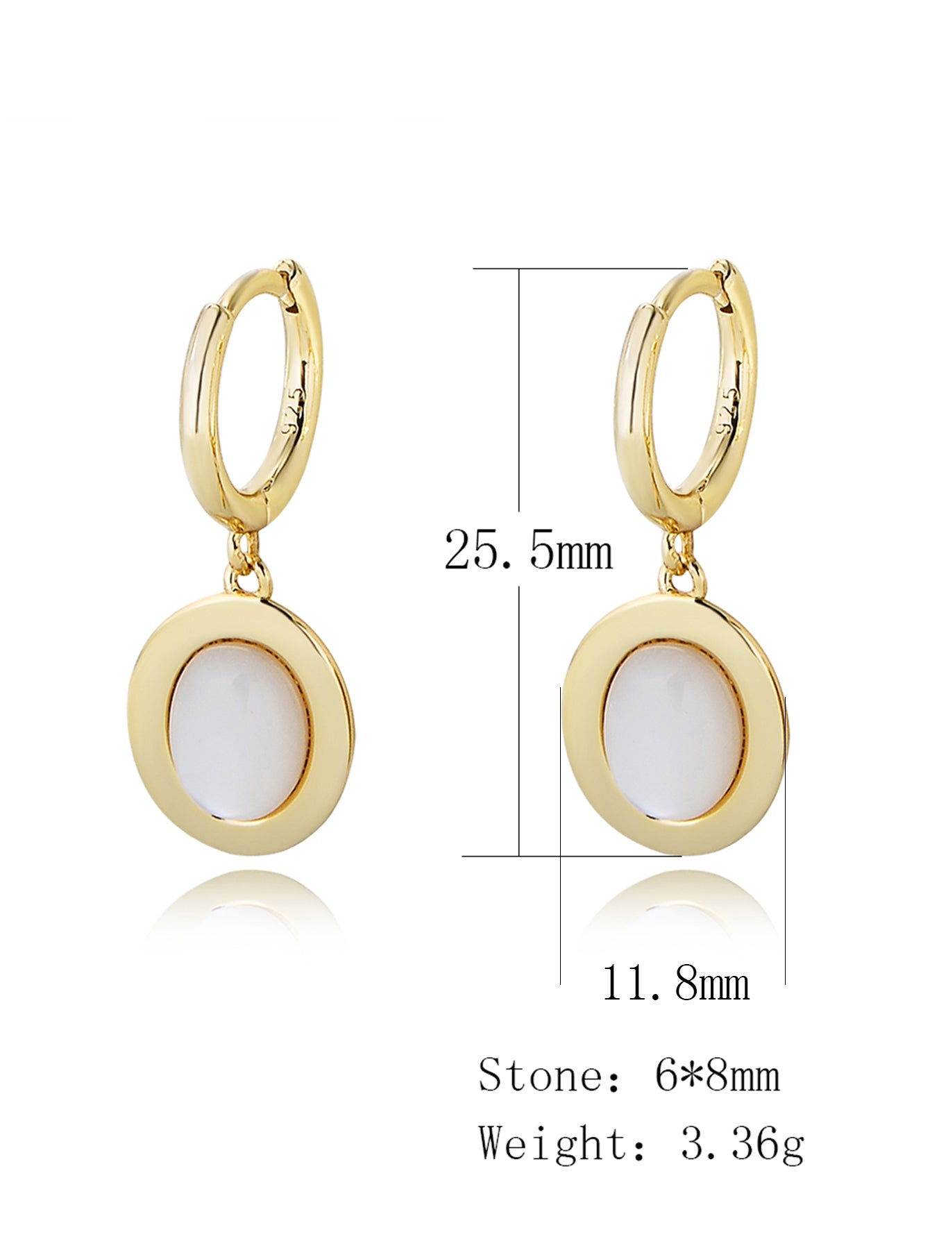 Elegant Opal Jewelry 14K 18K Gold Plated 925 Sterling Silver White Shell Huggie Earrings