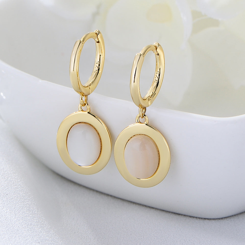 Elegant Opal Jewelry 14K 18K Gold Plated White Shell Huggie Earrings