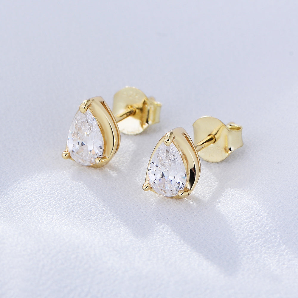 Luxury Water Drop Pear Cut CZ Diamond Earrings for Wedding