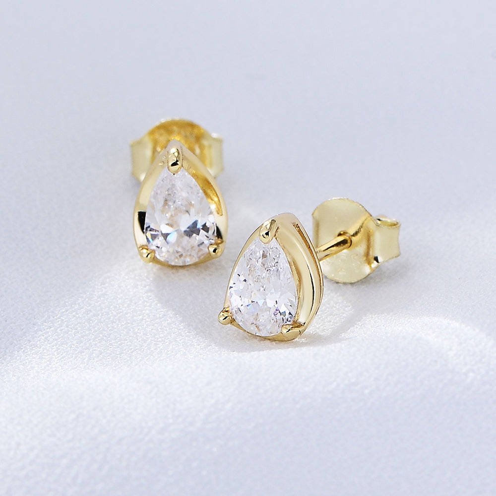 Luxury Water Drop Pear Cut CZ Diamond Earrings for Wedding