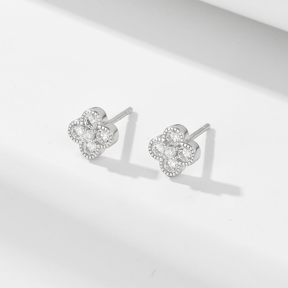 Trendy Cubic Zircon Four Clover Stud Earrings
