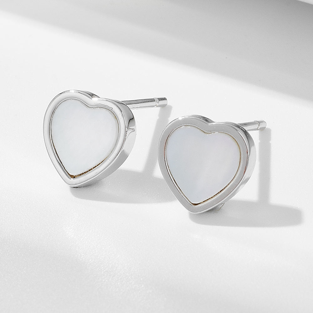 Classic Fashion Heart Pearl Shell Charm Stud Earrings