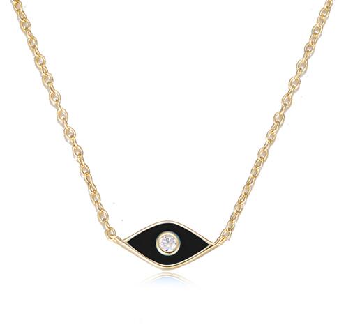 Cubic Zirconia Enameled Eyes Necklace
