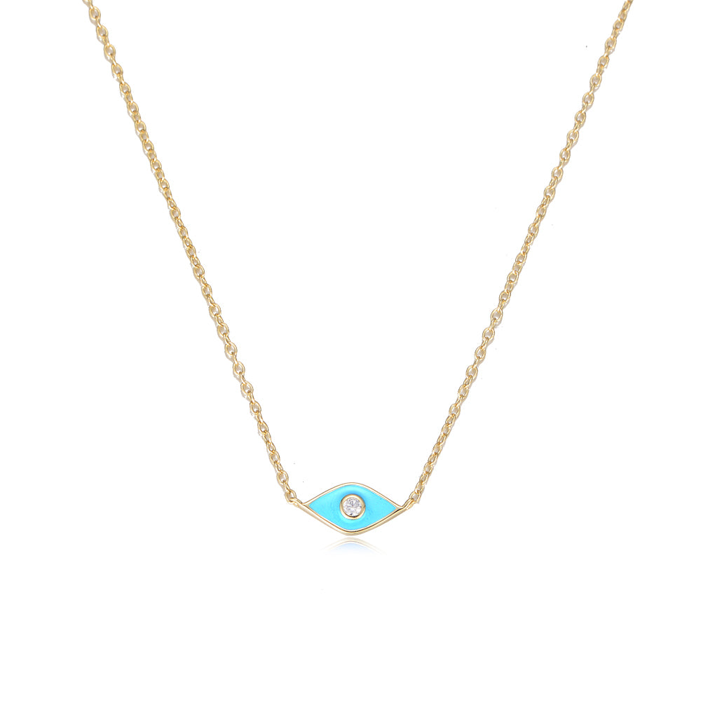 Cubic Zirconia Enameled Eyes Necklace