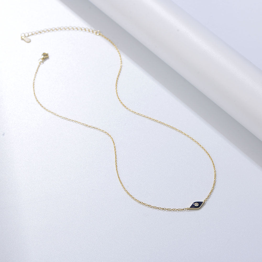 Cubic Zirconia Enameled Eyes Necklace