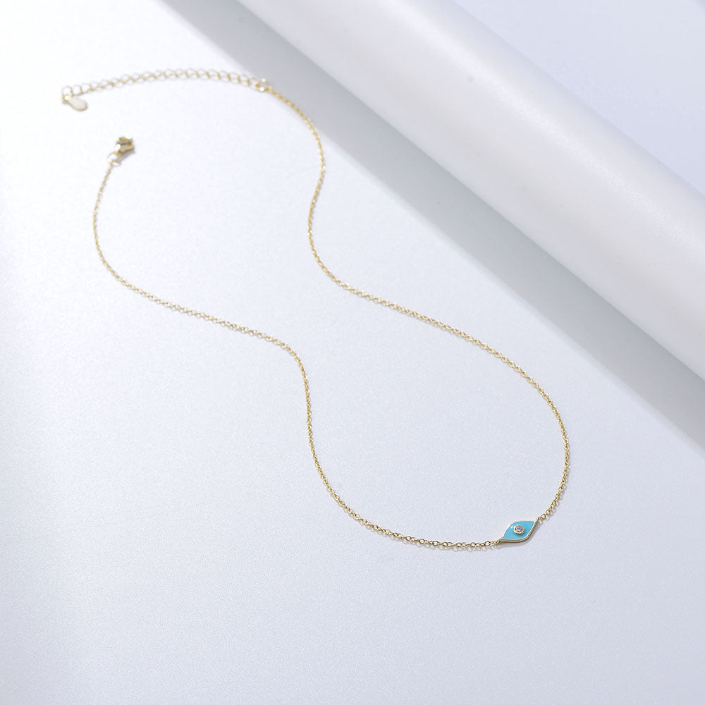 Cubic Zirconia Enameled Eyes Necklace