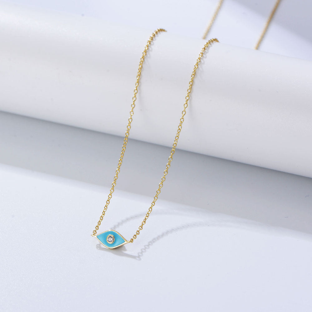 Cubic Zirconia Enameled Eyes Necklace
