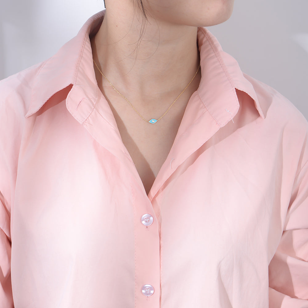 Cubic Zirconia Enameled Eyes Necklace