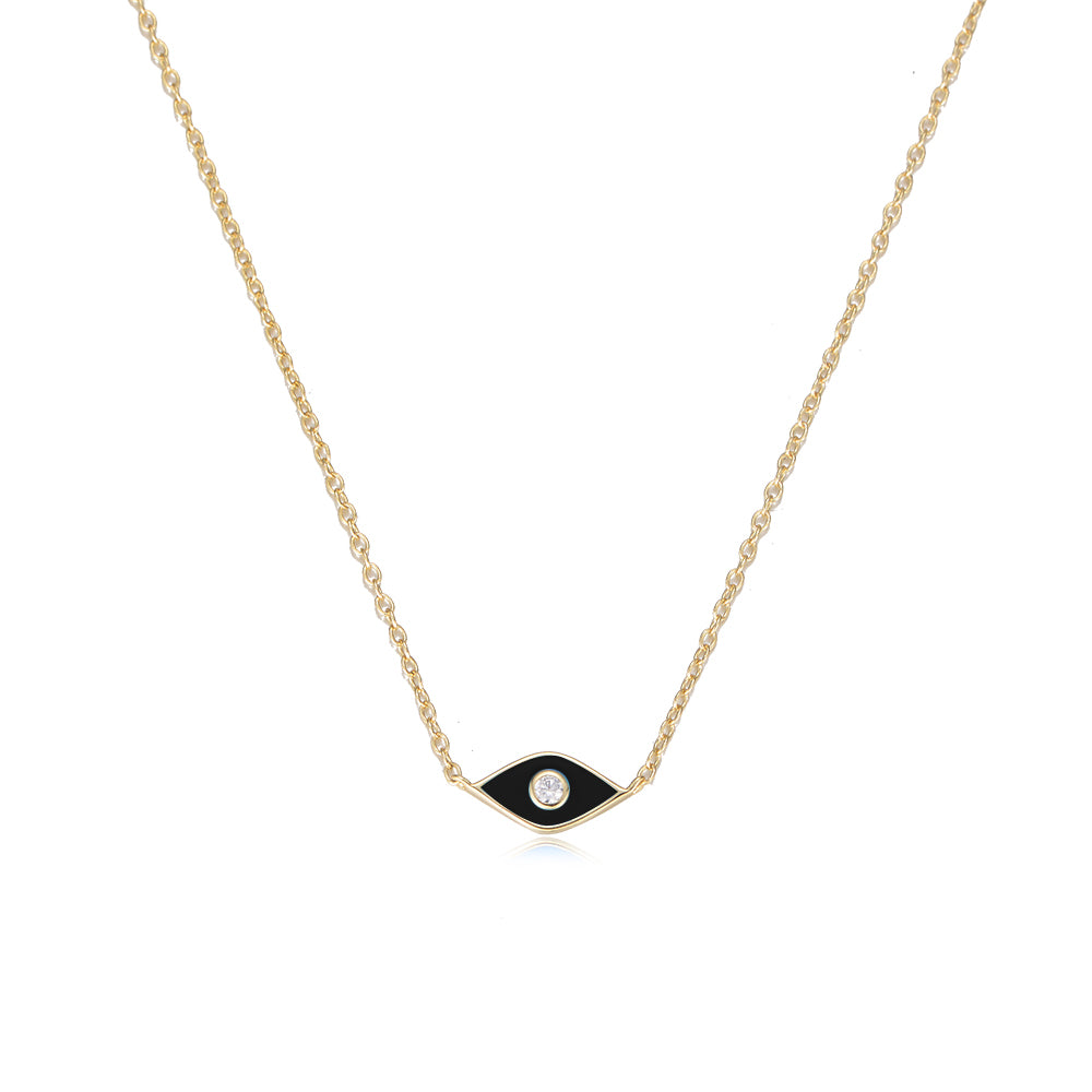 Cubic Zirconia Enameled Eyes Necklace