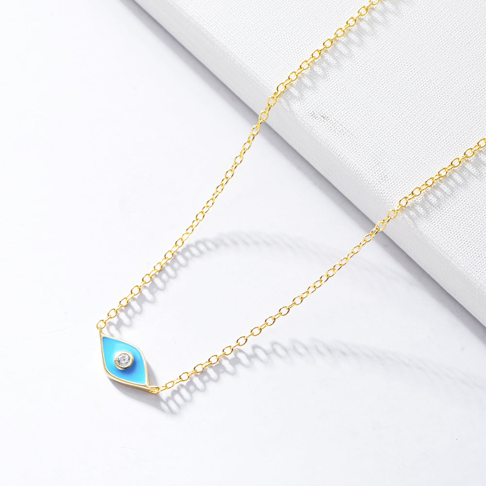 Cubic Zirconia Enameled Eyes Necklace