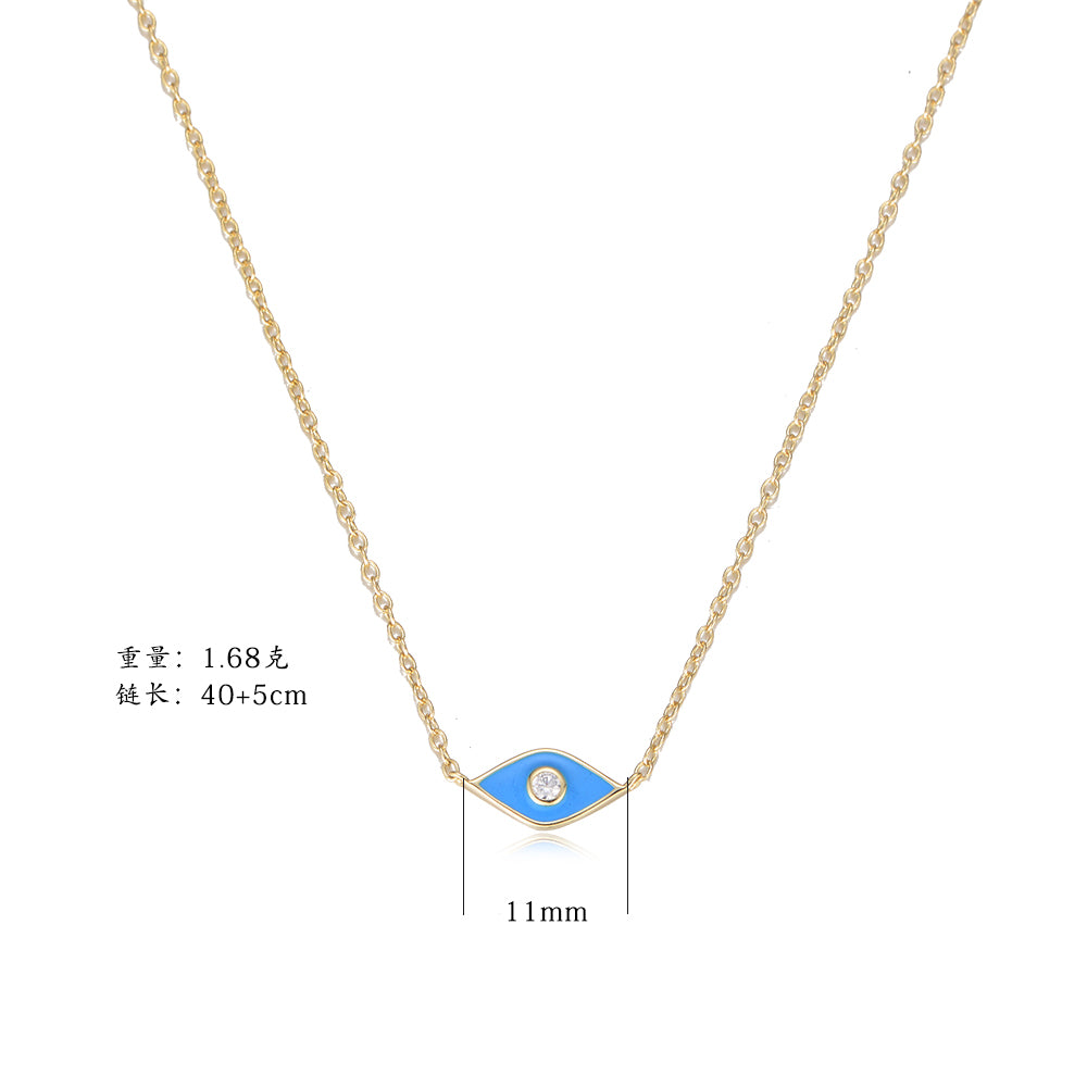 Cubic Zirconia Enameled Eyes Necklace