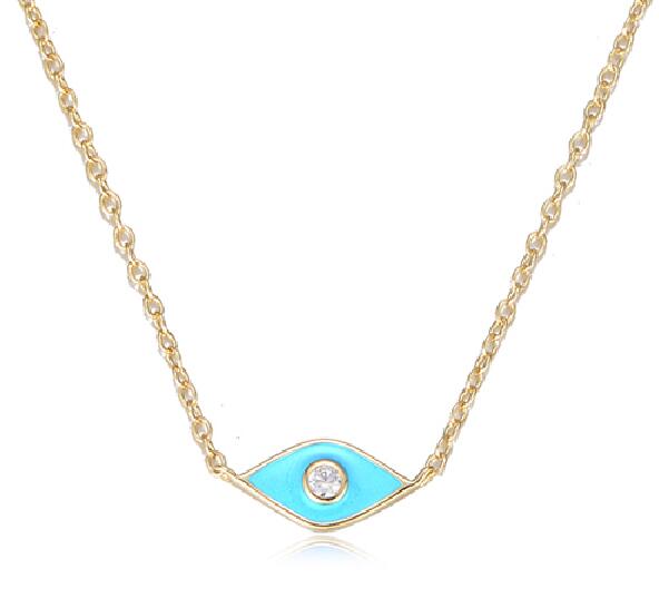 925 Silver Cubic Zirconia Enameled Eyes Necklace