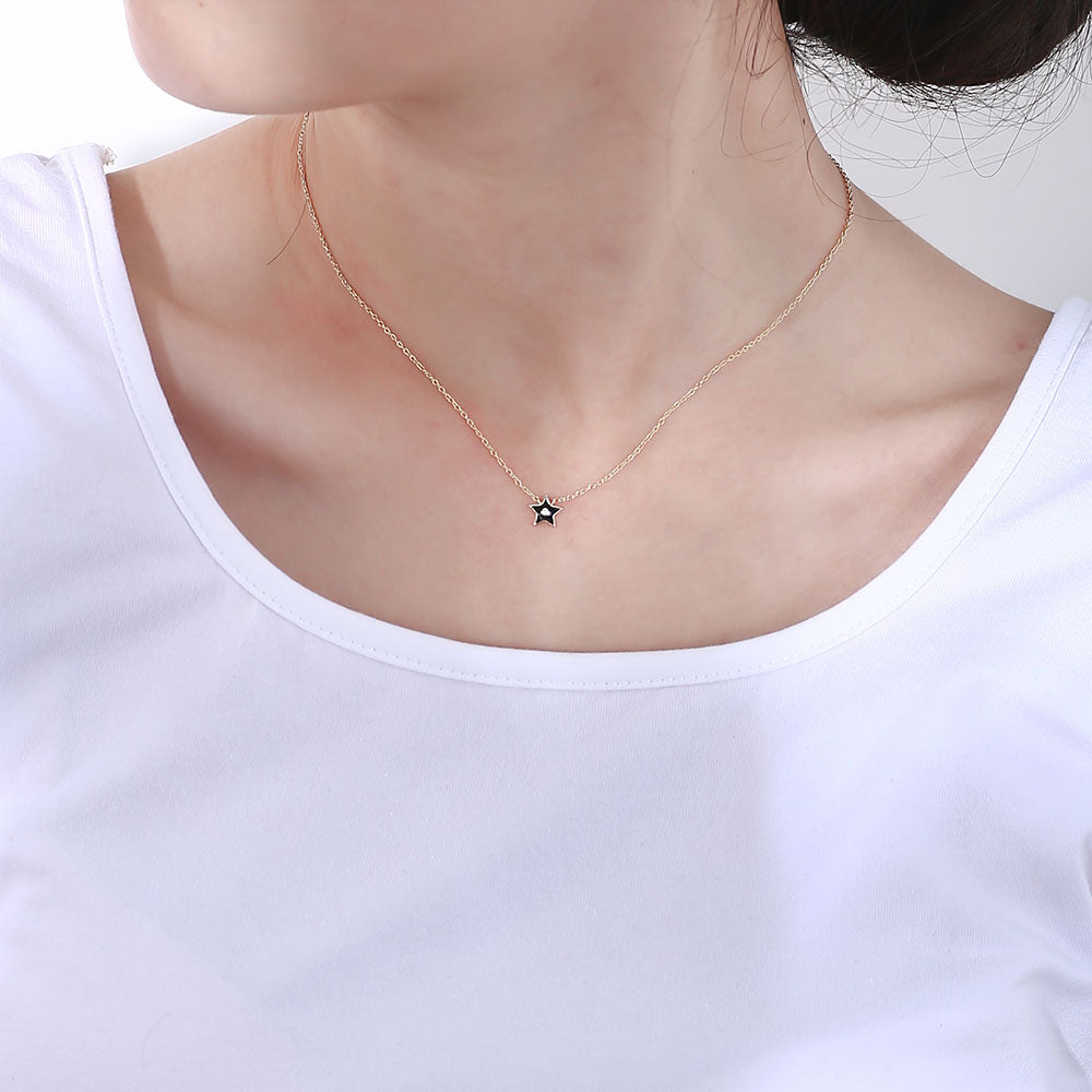 Trendy  Enamel Star Pendant Necklaces