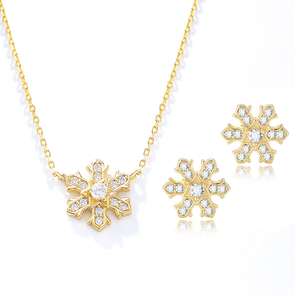 Fashion  Zirconia Gold Plated Snowflake Necklace