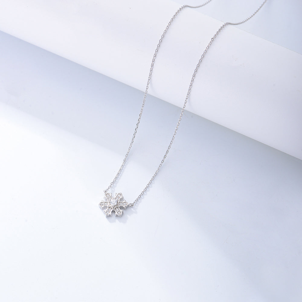 Fashion  Zirconia Gold Plated Snowflake Necklace