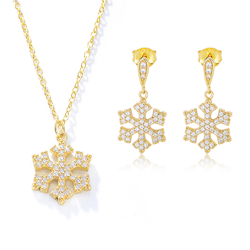 Jewelry  Cubic Zirconia Snowflake Necklace Set