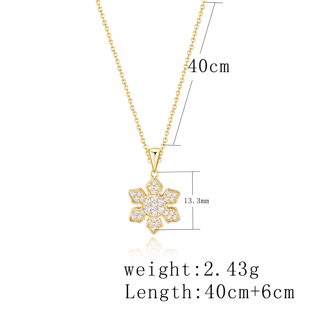 Christmas Gift 925 Silver Zircon Winter Snowflake Necklace