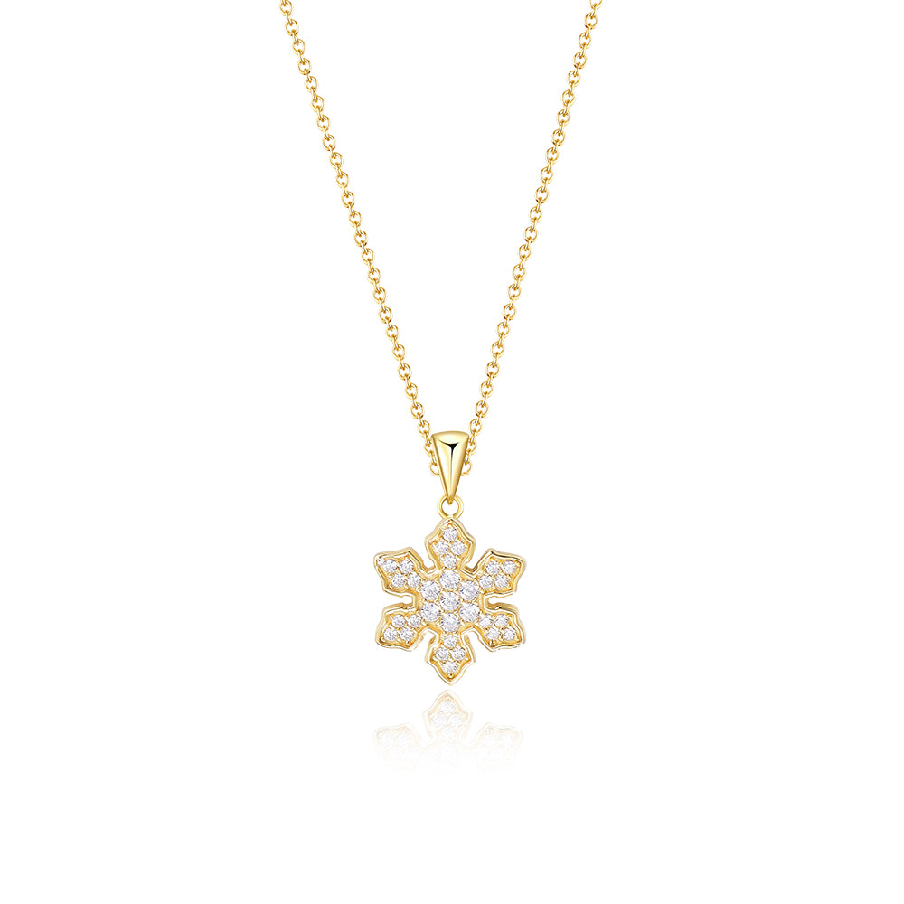 Christmas Gift 925 Silver Zircon Winter Snowflake Necklace