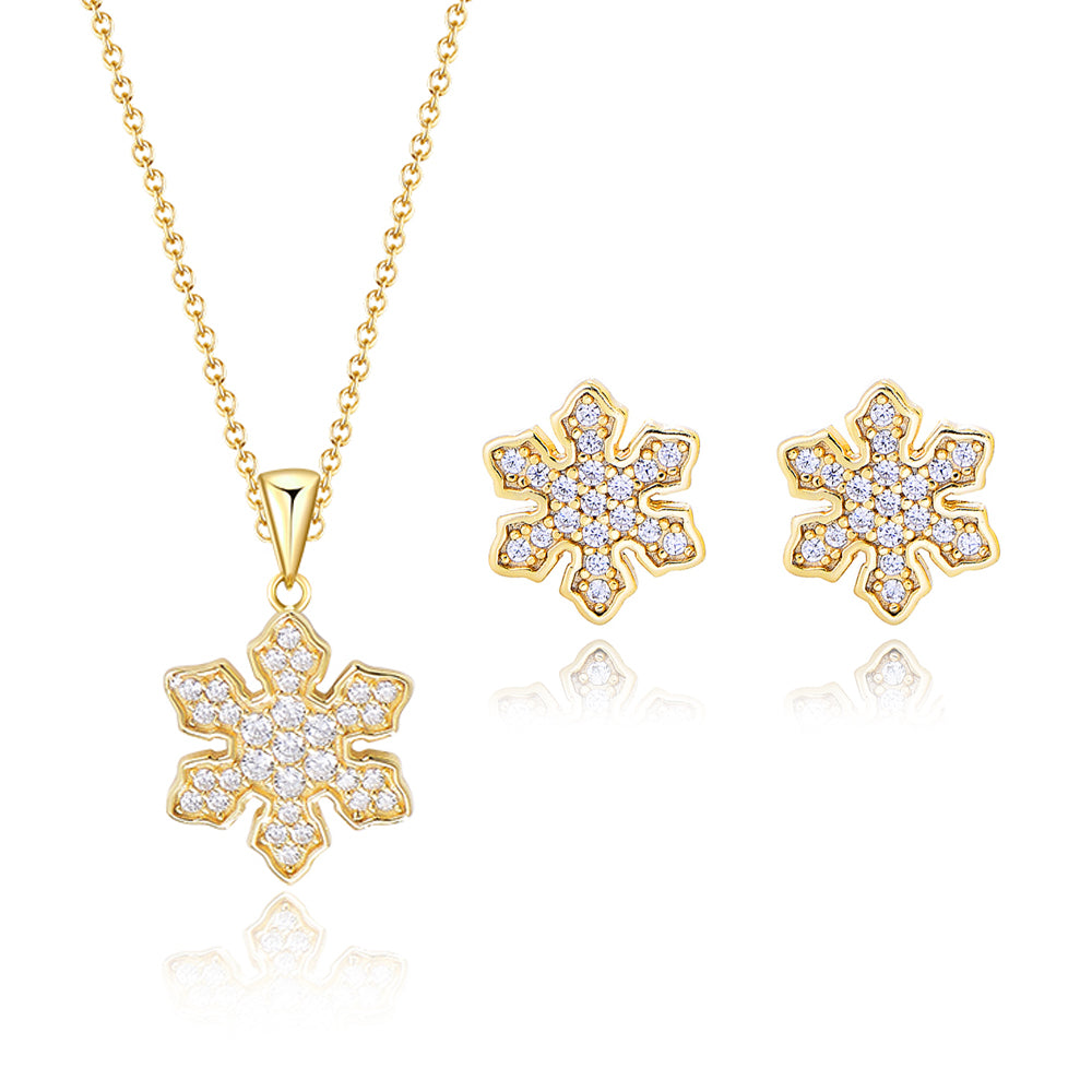Christmas Gift 925 Silver Zircon Winter Snowflake Necklace