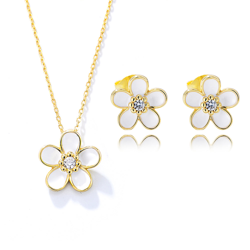 Trendy Jewelry Gold Plated Accessories Enamel Flower Necklace
