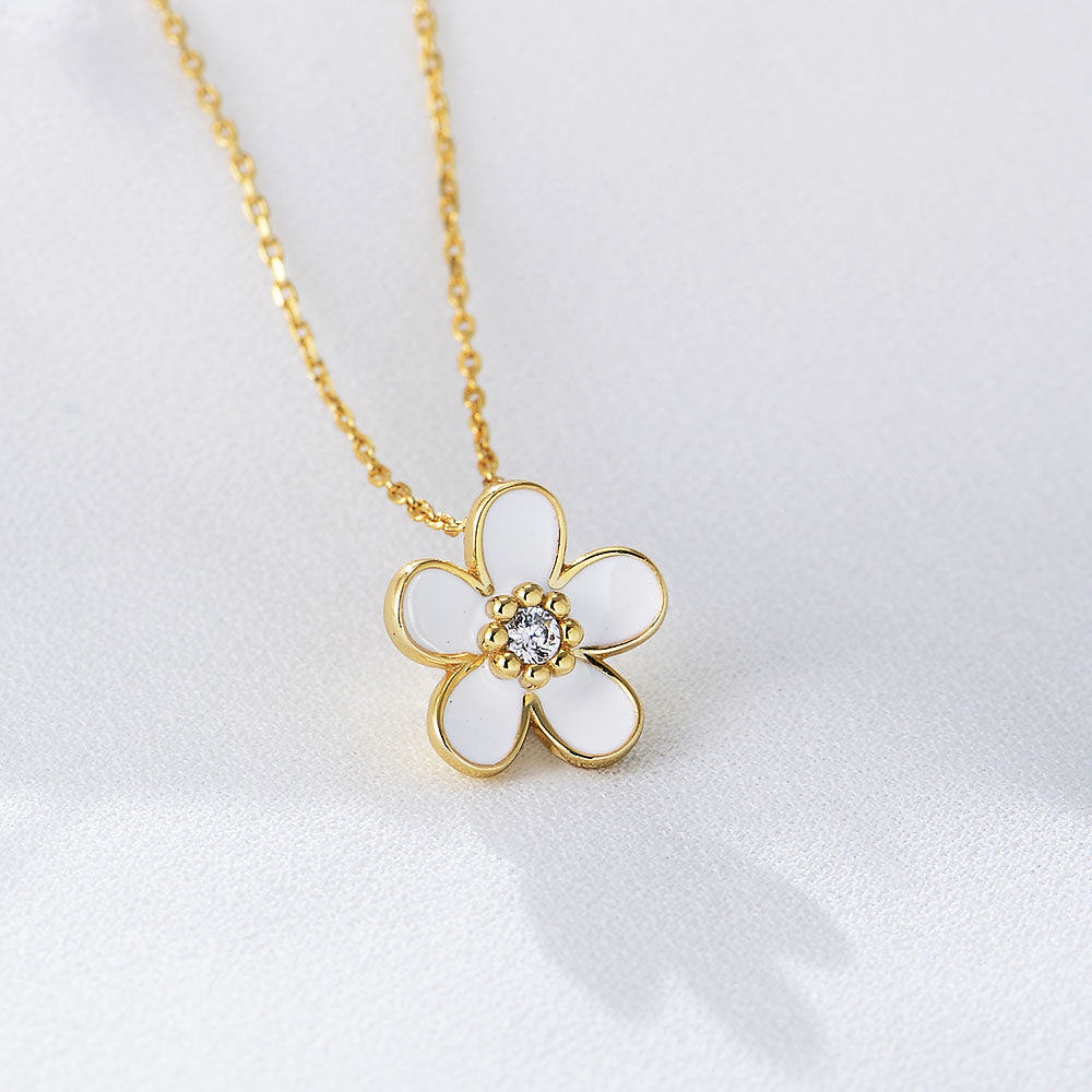 Trendy Jewelry Gold Plated Accessories Enamel Flower Necklace