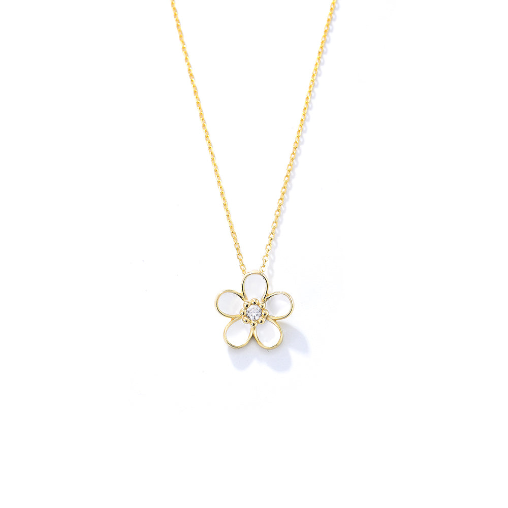 Trendy Jewelry 925 Silver Gold Plated Accessories Enamel Flower Necklace