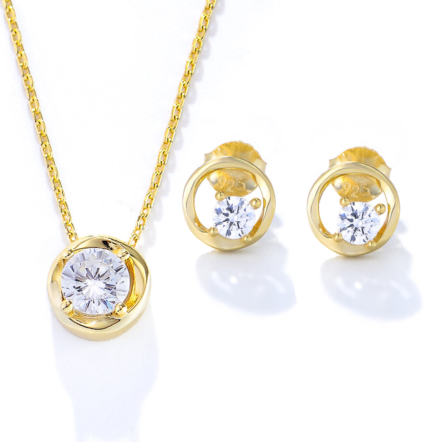 Prong Setting Solitaire Round CZ Zircon Necklace Fine Jewellery