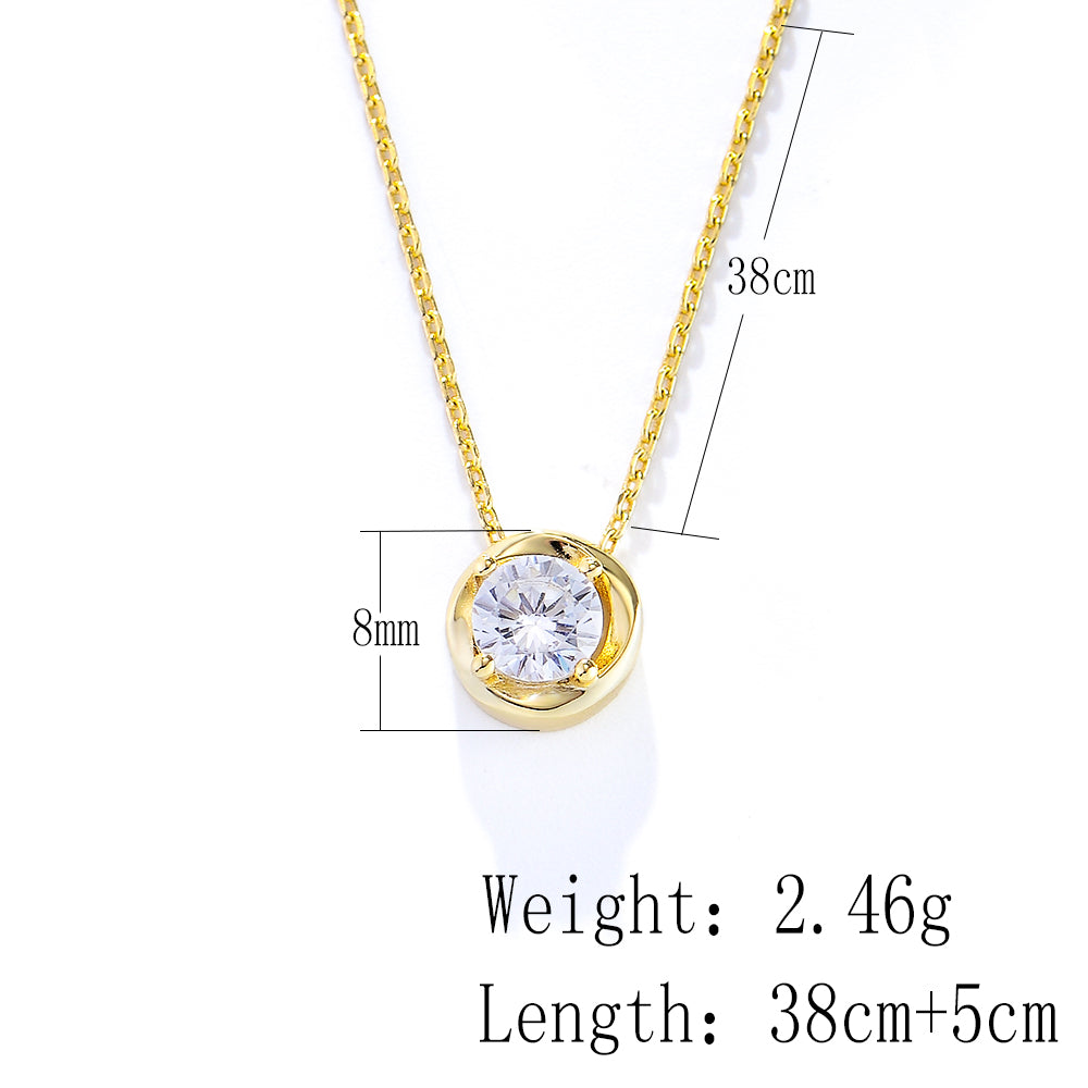 Prong Setting Solitaire Round CZ Zircon Necklace Fine Jewellery