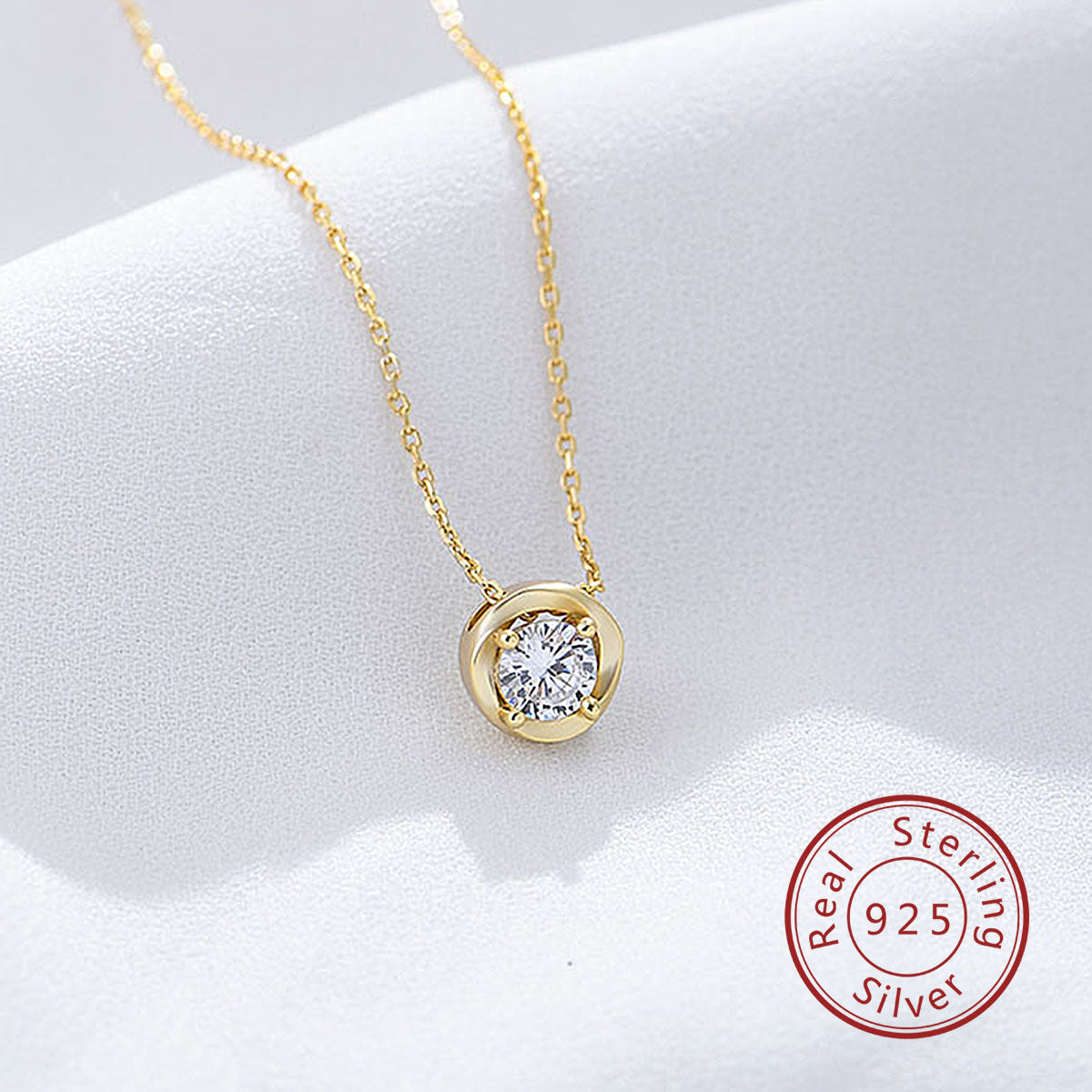 Prong Setting Solitaire Round CZ Zircon Necklace Fine Jewellery
