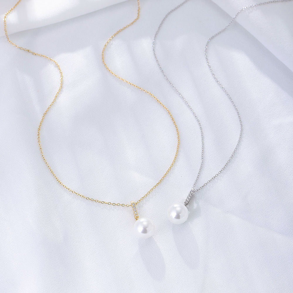 Elegant Cubic Zirconia Trendy Pearl Pendant Necklace