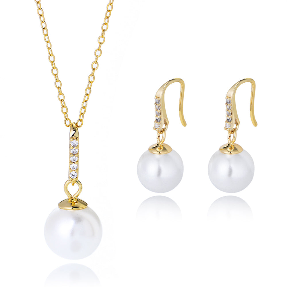 Elegant Cubic Zirconia Trendy Pearl Pendant Necklace