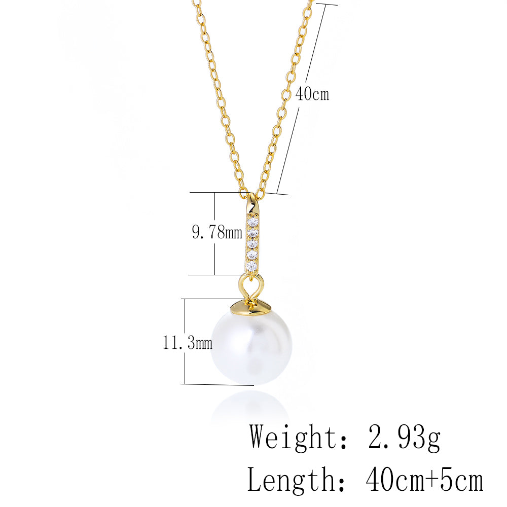 Elegant Cubic Zirconia Trendy Pearl Pendant Necklace