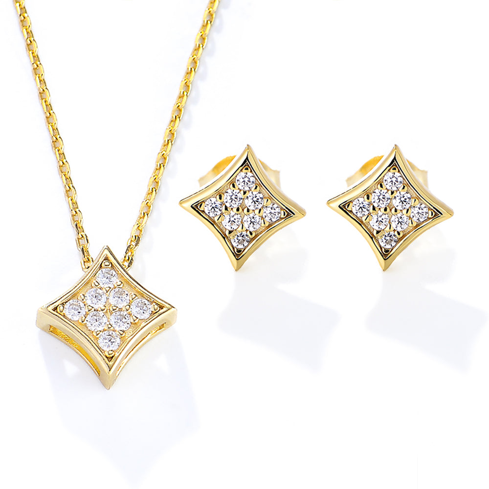 Fashion Jewelry Lobster Clasp White CZ Geometric Pendant Necklace