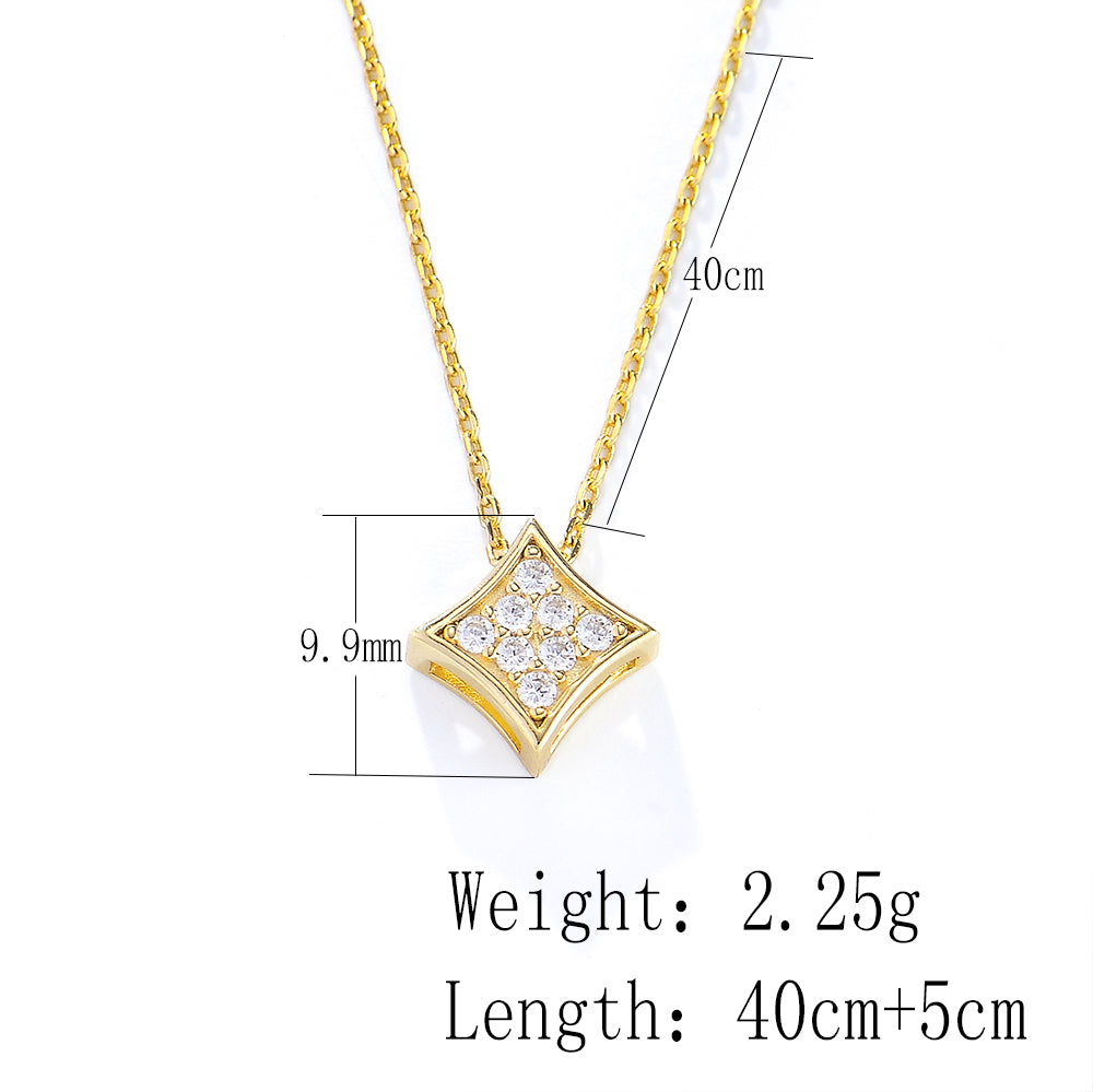 Fashion Jewelry Lobster Clasp White CZ Geometric Pendant Necklace