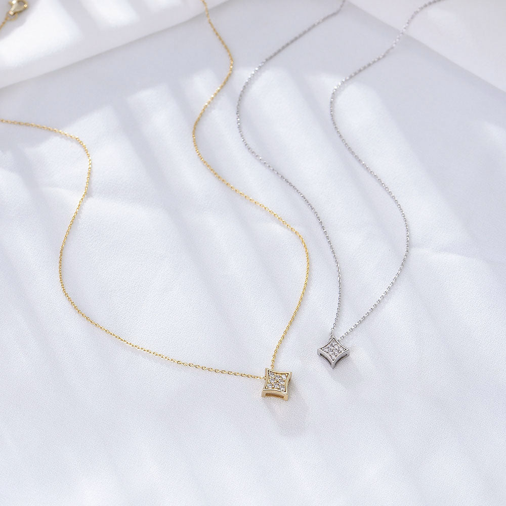 Fashion Jewelry Lobster Clasp White CZ Geometric Pendant Necklace