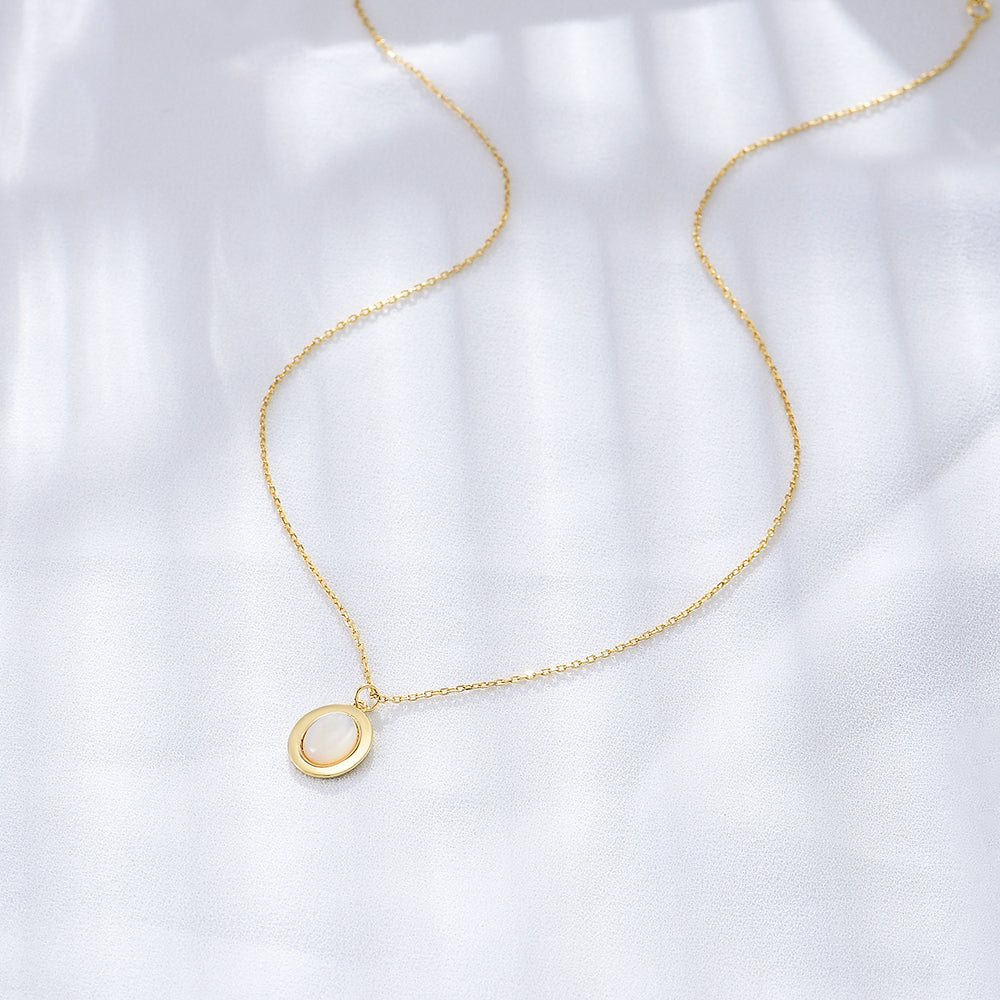 Fashion Jewelry Gold Plated Oval Pearl Shell Necklace