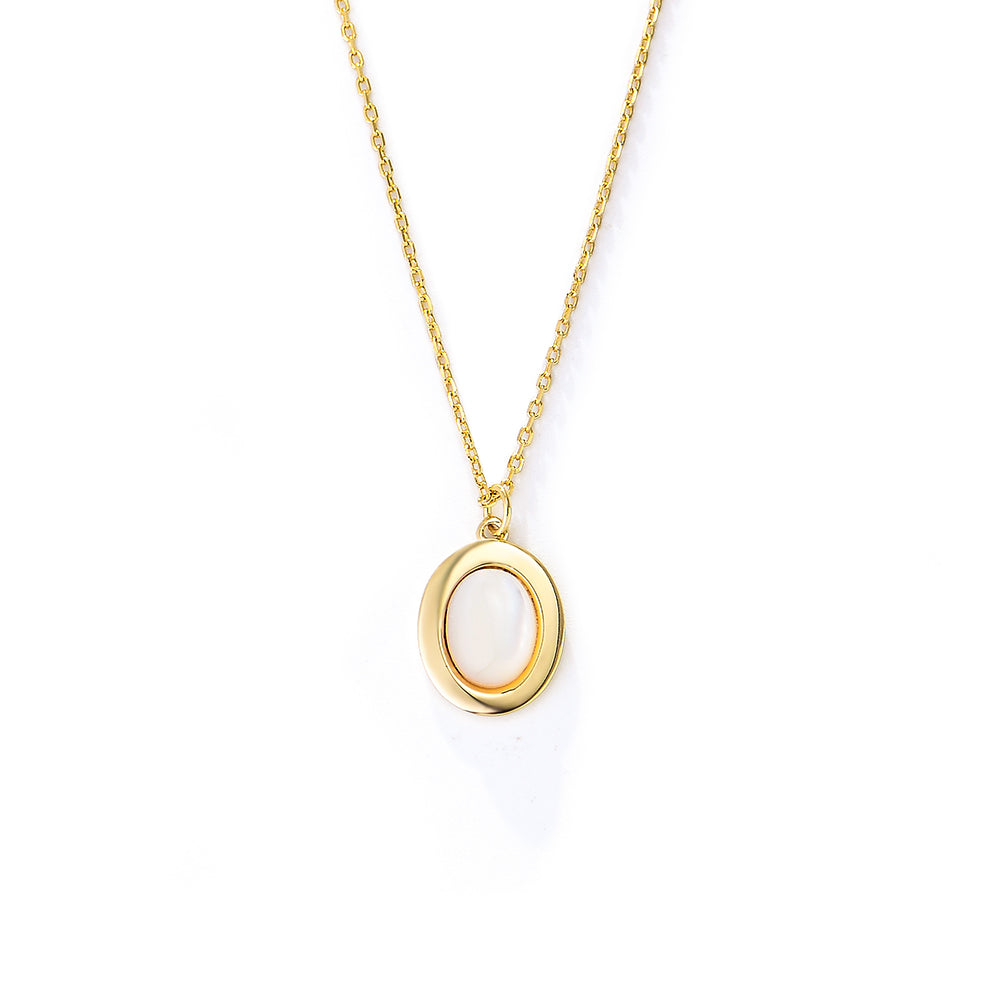 Fashion Jewelry Gold Plated Oval Pearl Shell Necklace