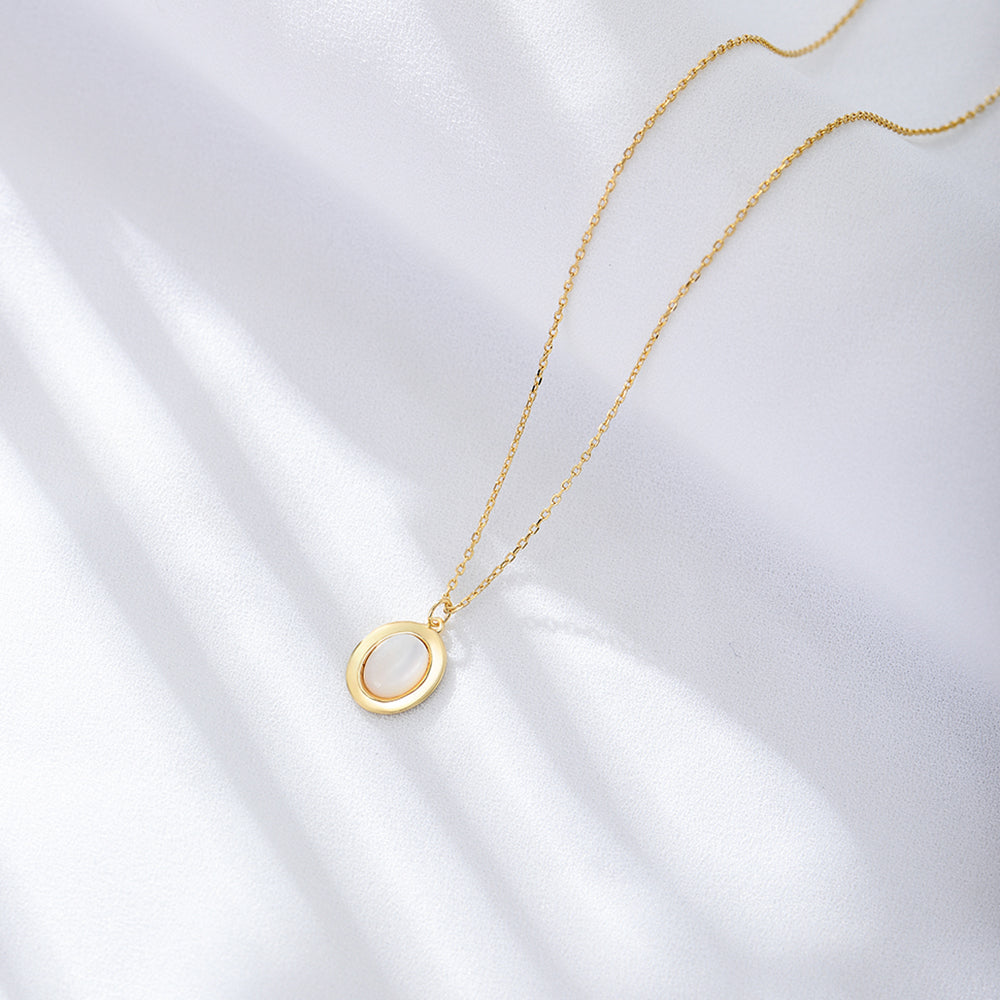 Fashion Jewelry Gold Plated Oval Pearl Shell Necklace