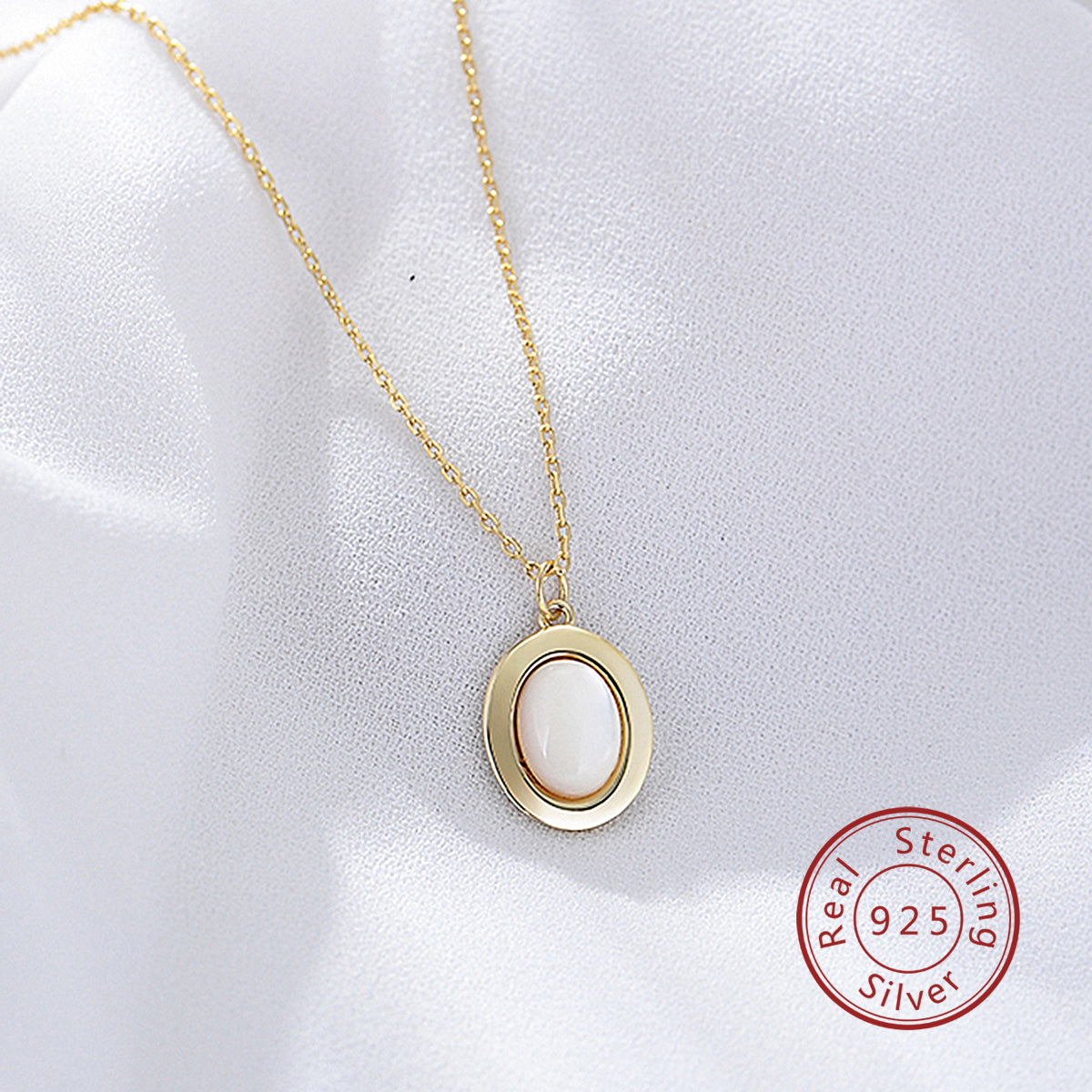 Fashion Jewelry Gold Plated Oval Pearl Shell Necklace
