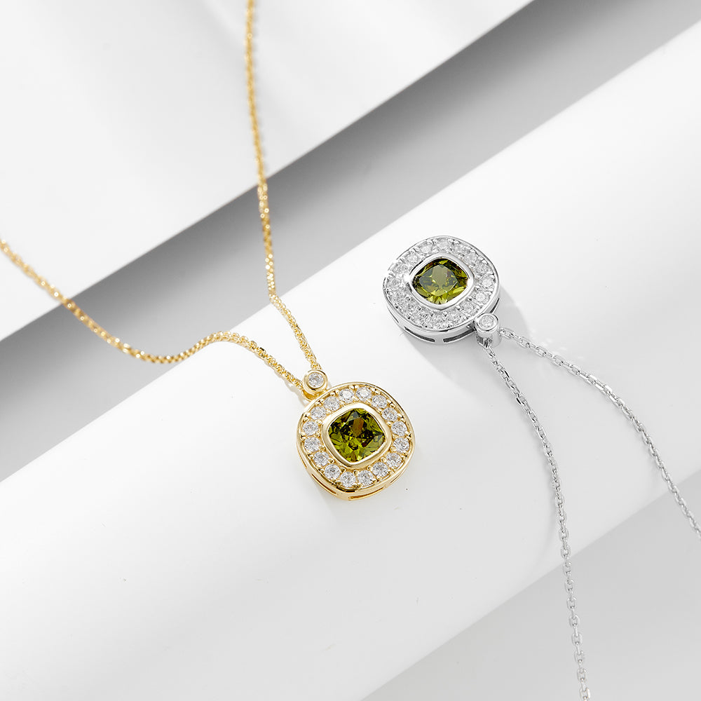 New Trendy Vintage Design Peridot Olive Stone Zircon Necklace