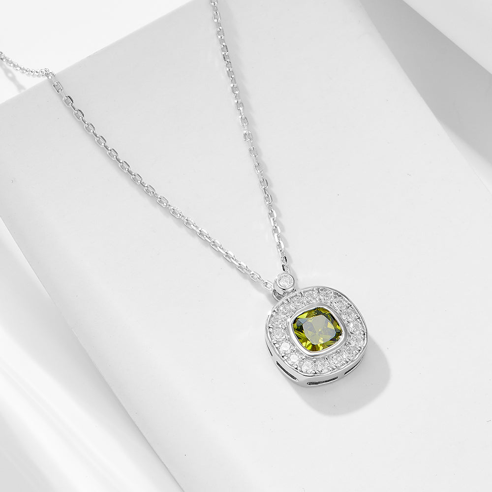 New Trendy Vintage Design  Peridot Olive Stone Zircon Necklace