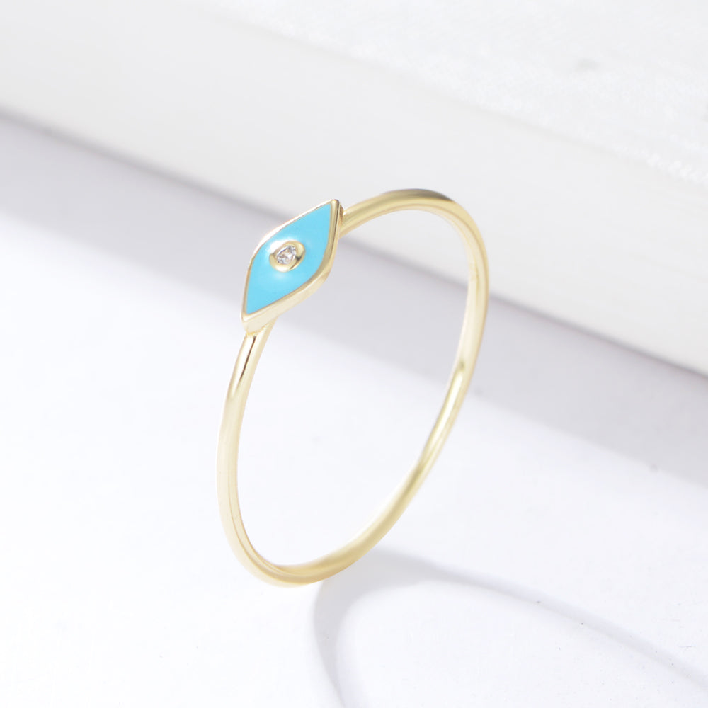 Fashion Dainty Enamel Eye 925 Silver Ring