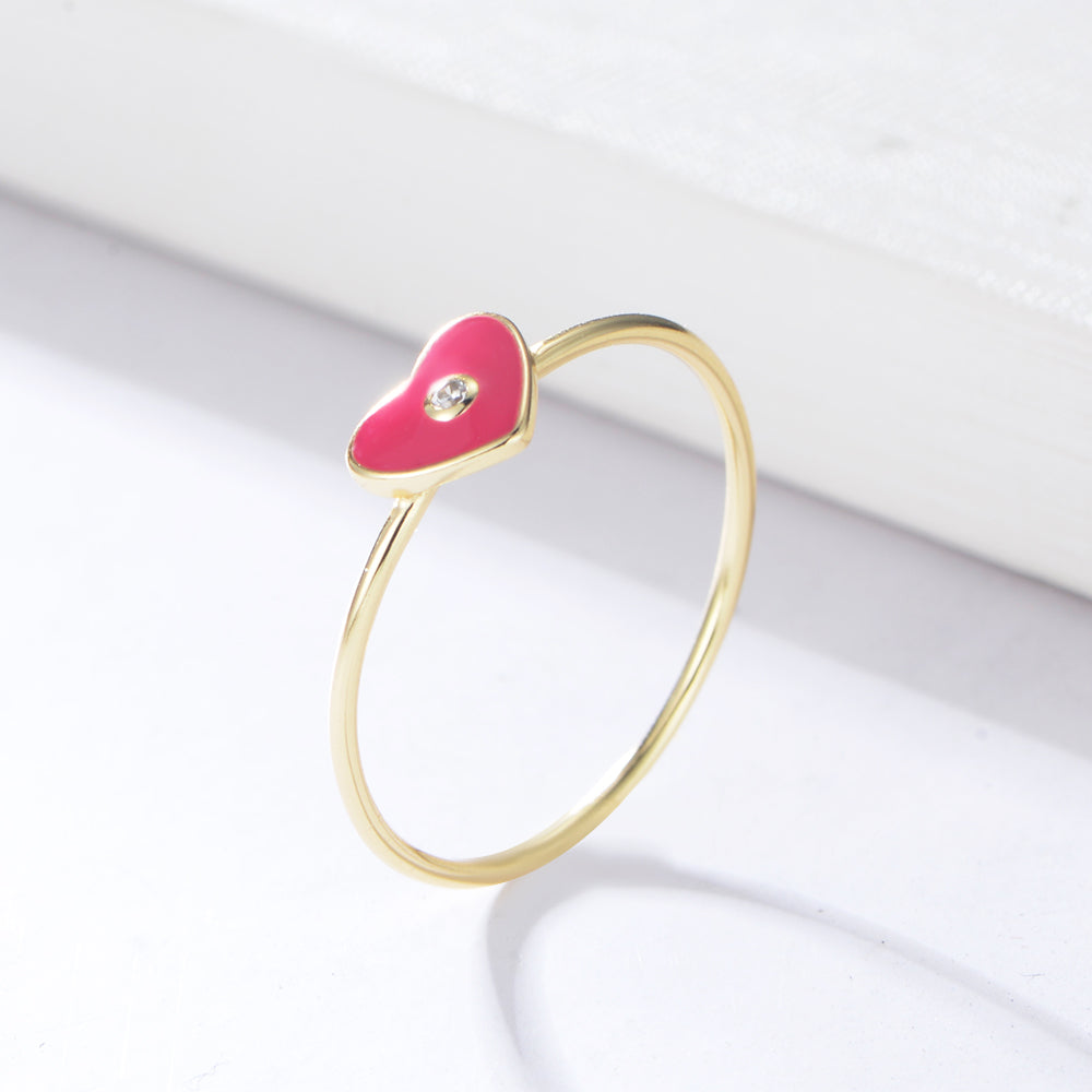 Zirconia Heart Enamel Ring